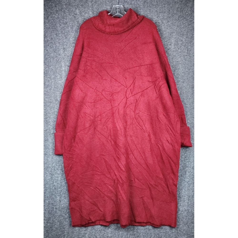 Ava & Viv Sweater Dress‎ Women 2X Red Turtleneck Oversized Knit Midi NWT